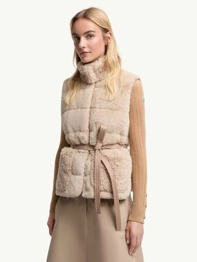 Moncler Joui Faux Fur  & Teddy Down Gilet Vest Size 0